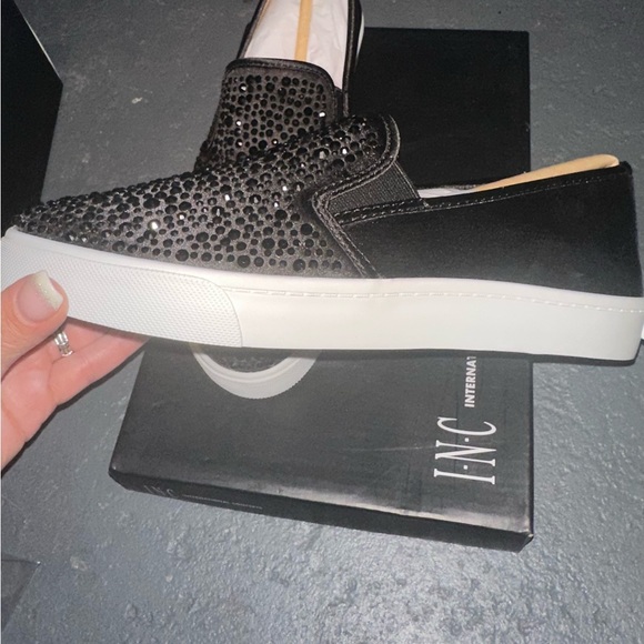 INC International Concepts Black Studded Slip-On Sneakers NWT size 9 - Picture 3 of 4